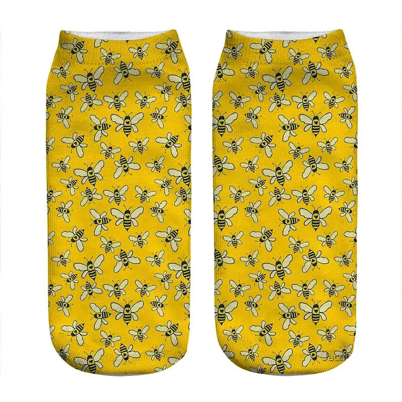 Женские носки 2021 милые с принтом желтого меда женские в стиле Харадзюку веселая