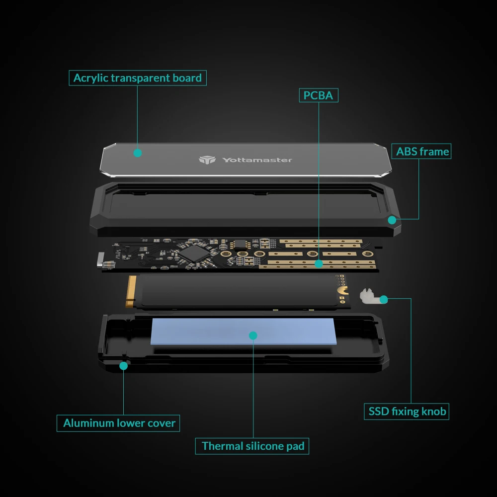 Yottamaster M.2 NVMe  SATA SSD, USB3.1 GEN2 Type-C , 10 / M.2   M-Key, B-Key & B + M Key SSD -[DF3]