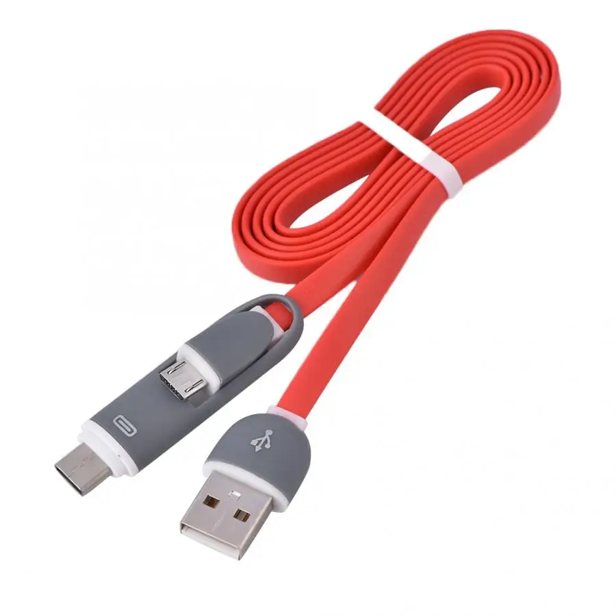 2 в 1 Micro USB и C type кабель для быстрой зарядки TPE передачи данных samsung Xiaomi huawei