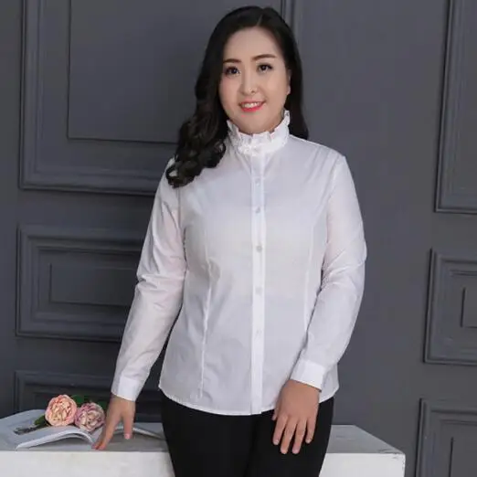 Ретро 2020 летние офисные рубашки блузки размера плюс для женщин 3xl 6xl 8xl белые