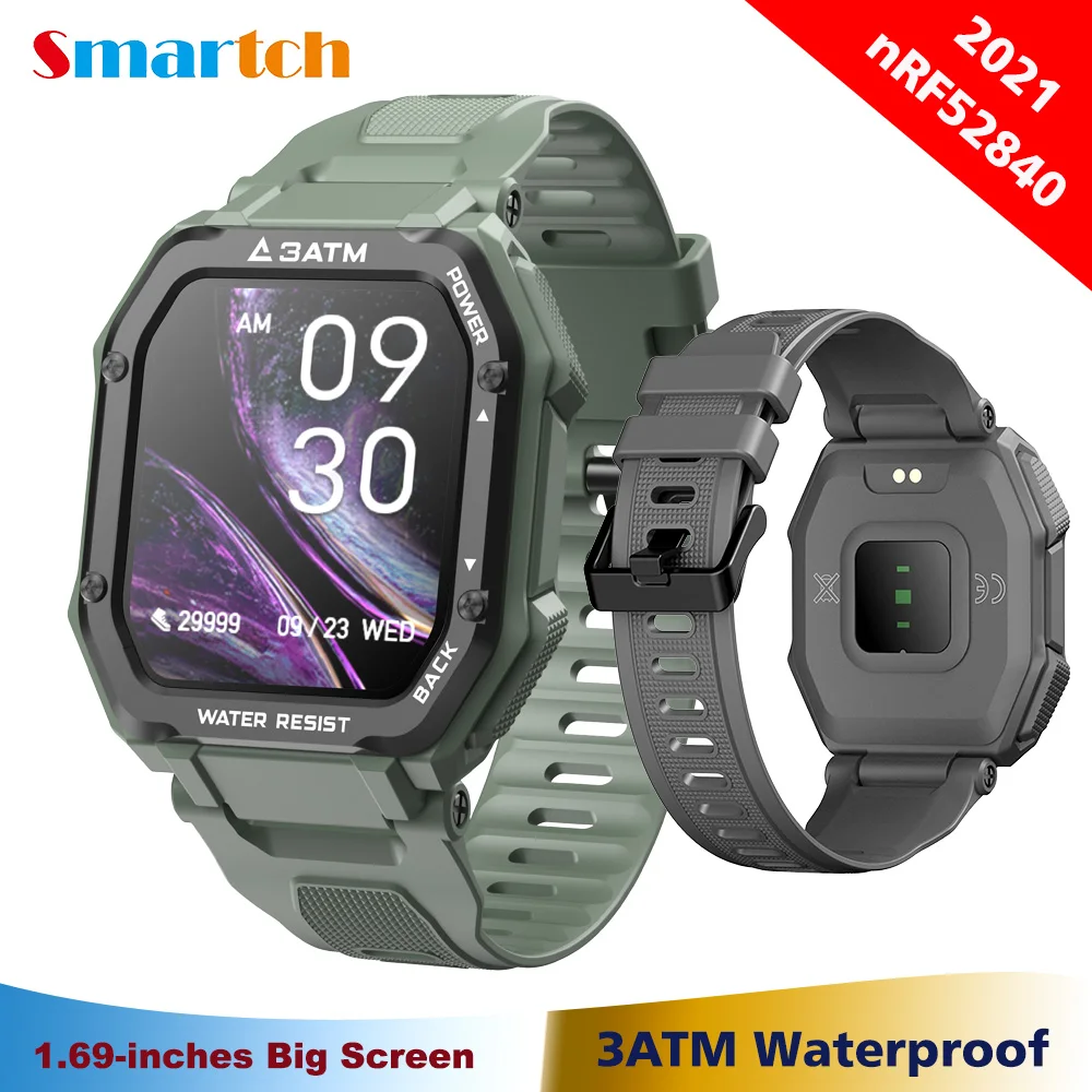 

2021 Nordic nRF52840 1,69 дюйма умные часы для мужчин уличные спортивные водонепроницаемые умные часы 3ATM 20 спортивных режимов аккумулятор 350 мАч C1