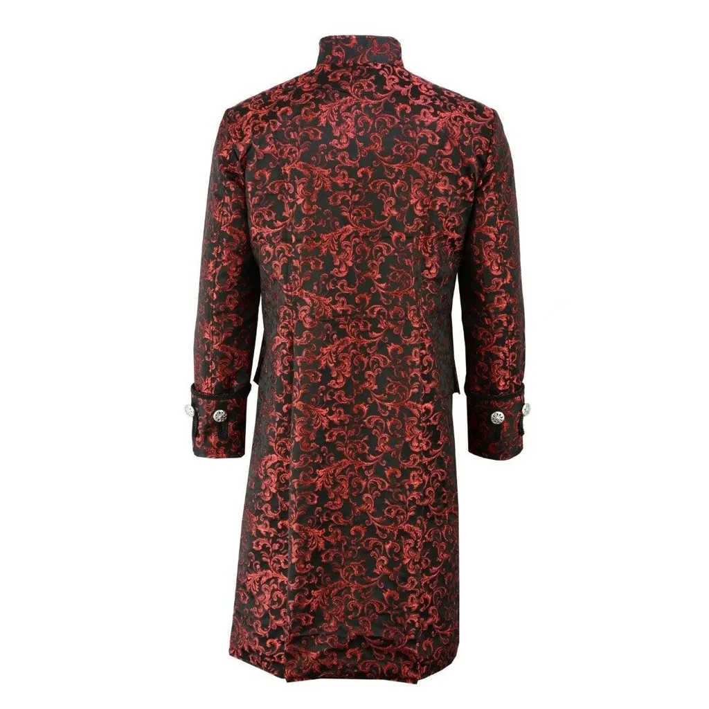 

Fashion Men Button Coat Long Jacket Steampunk Vintage Tailcoat Mens Jacket Gothic Frock Uniform Coat Male Plus Size jaqueta