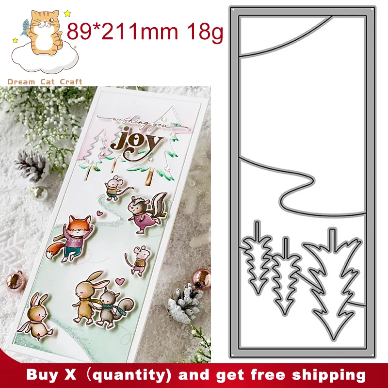 

Slimline Skating Pond Scene Scrapbook Die Metal Cutting Dies DIY Paper Card Making Embossing Craft Die Cut Handmade Craft Decor