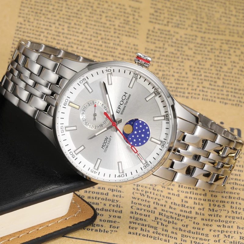 Мужские часы с Тритием наручные Лунной фазой мужские Epoch T25 светящиеся