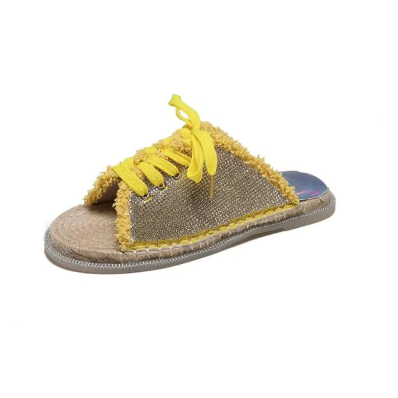 

Cross-tied Solid Summer Flat Slides Women Open Outside Toe Slippers Leisure Sweet Summer Ladies Shoes