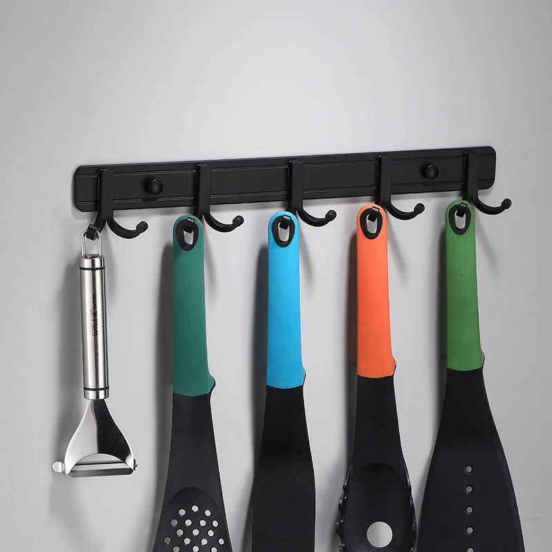 Черный алюминиевый 3 7 крючков для полотенец настенный крючок халата одежды