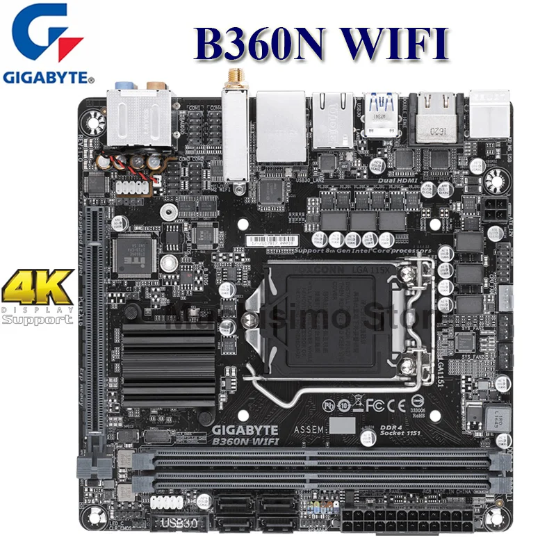 Verkaufen LGA 1151 Gigabyte B360N WIFI Motherboard DDR4 PCI-E 3,0 32GB M.2 Placa-Mãe 1151 B360 Desktop I7 I5 HDMI-kompatibel Mini-ITX