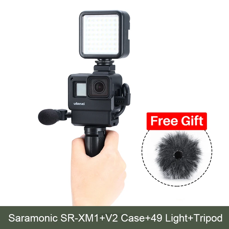 With V2 Light Tripod Saramonic SR-XM1 3,5 мм беспроводной микрофон GoPro Vlog видео микрофон для GoPro Hero 7 6 5 DSLR камер DJI Osmo Action Osmo Карманный - Цвет: With V2 Light Tripod
