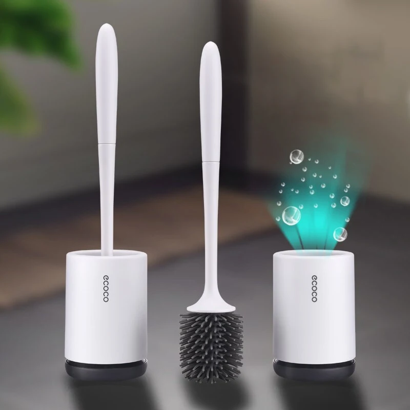 

Silicone TPR Toilet Brush Soft Rubber Head Holder Wall-mounted Bathroom Cleaning Brush For Toilet Bathroom Accessories Set