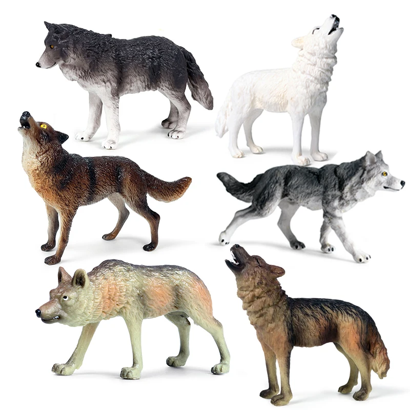 

Action&Toys Wildlife Forest Animal PVC Mini Wolf Roaring White Gray Wolf Model Collectible Doll Figure For Kid Gift Home Deco