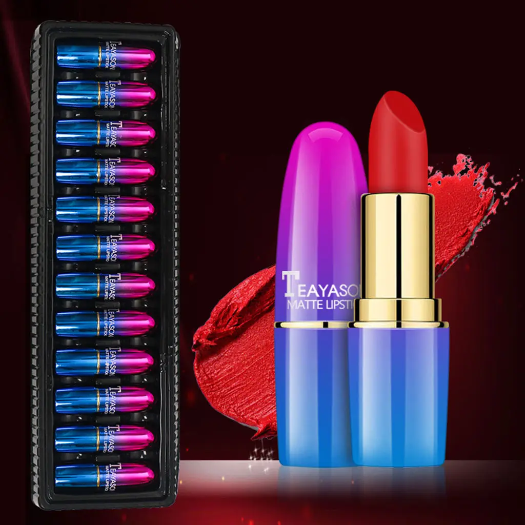 Set of 12 Colors Matte Lipgloss Bold Vivid Color |