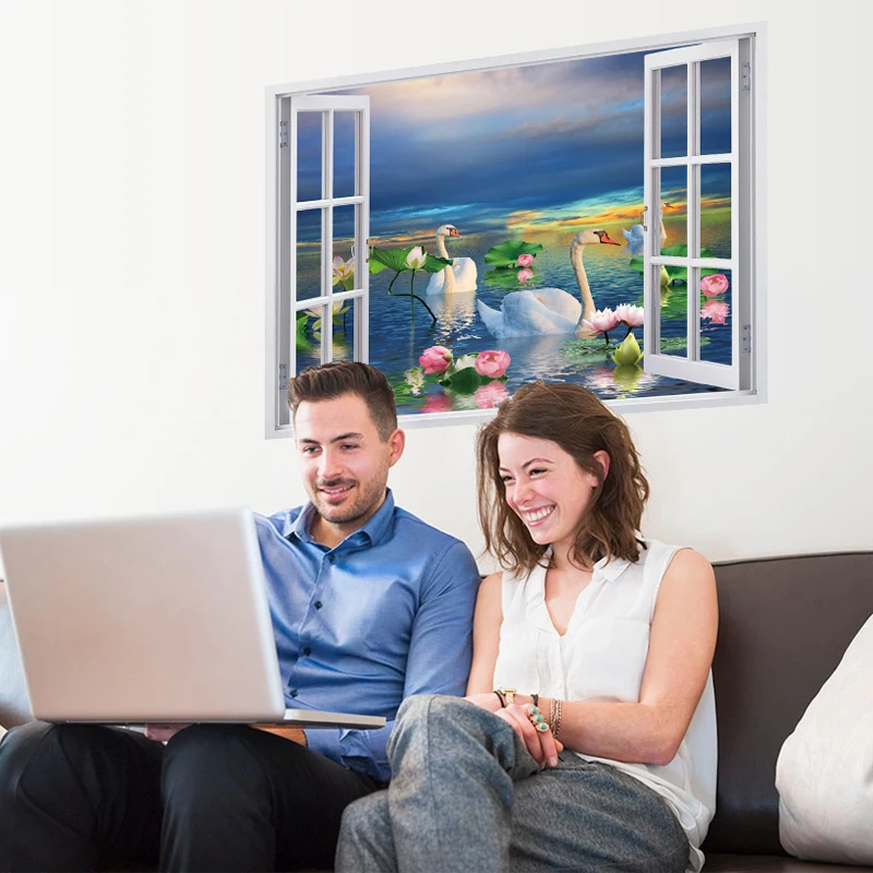 

Cute Pond lotus Home Decor PVC Wall Stickers For Living Room Kids Room Waterproof Wall Art Decal