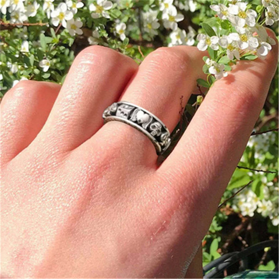 Новый дизайн кольцо для покера с любовным черепом креативное серебряное в стиле