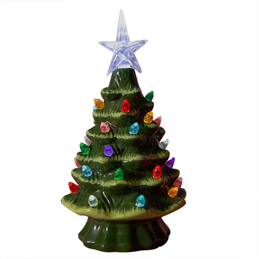 

Christmas Ceramic Tree With Lights-Lighted Vintage Ceramic Tree-Painted Ceramic Tabletop Christmas Tree Holiday Decoration