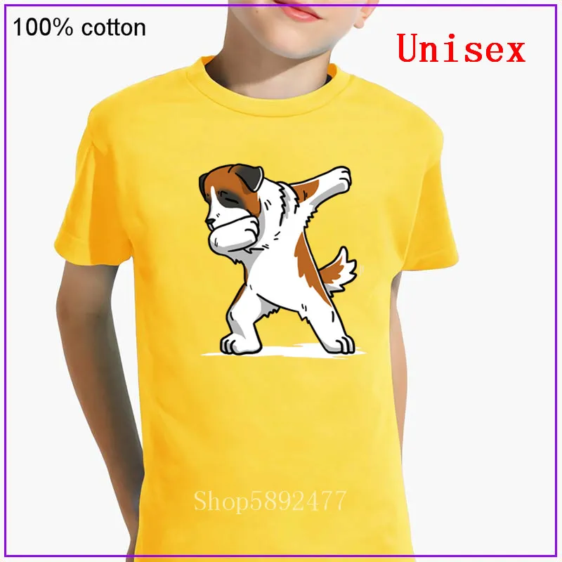 2020 Funny Dabbing Saint Bernard Dog black T Shirts Children New t shirt Brand Clothing Girls Boys Urban apparel summer tee | Детская