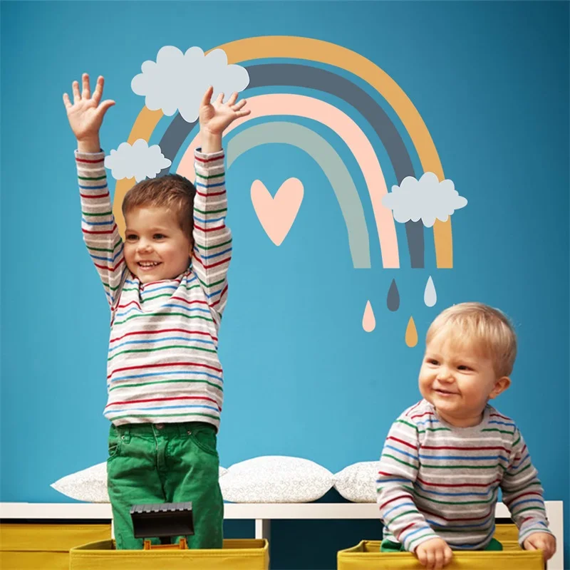 

Big Rainbow Watercolour Home Decor Wall Sticker Self-Adhesive for Children's Room Living Room Nursery Decals Nordic Kid Stickers