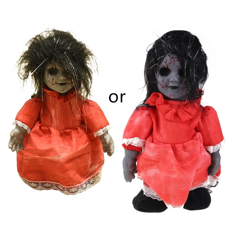 

13.39in Хэллоуин Кукла кошмар игрушки с сияющими звуками разговора для Хэллоуина декорации Электрический ходящий ребенок страшный