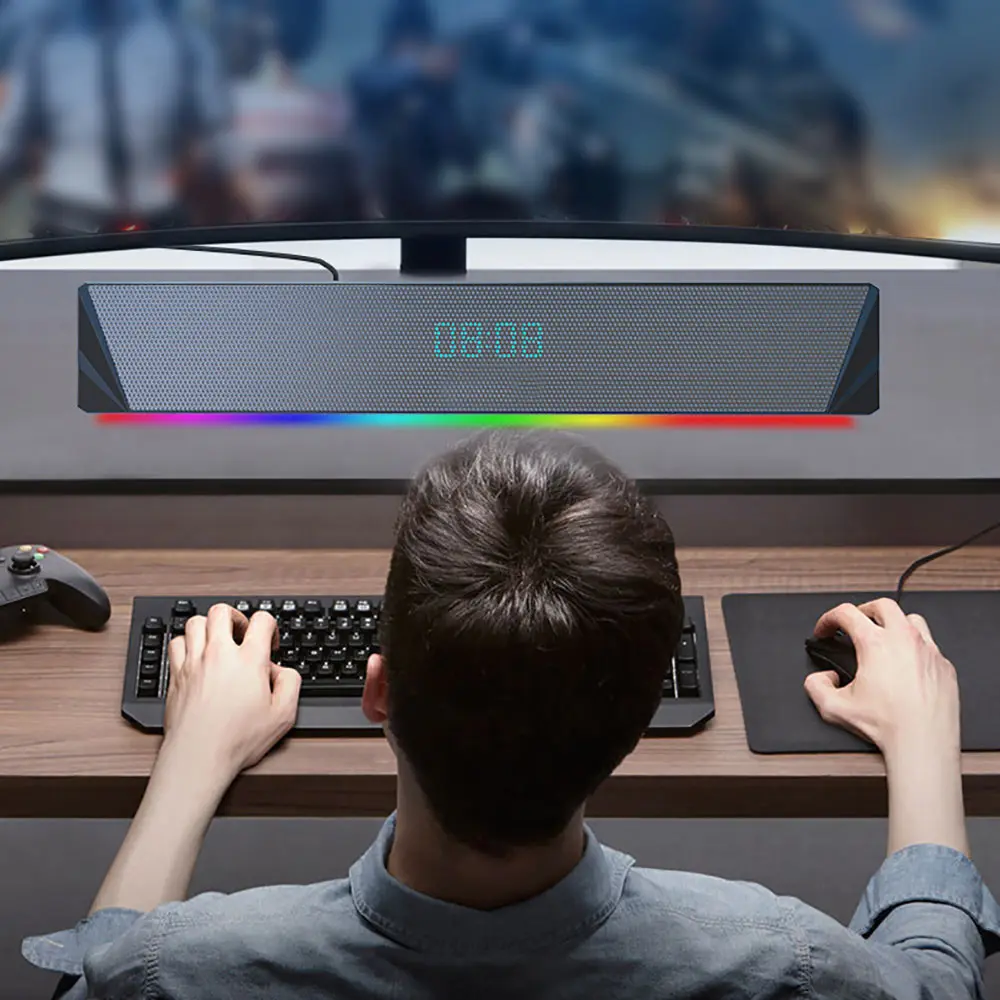 Светодиодный ная звуковая панель для телевизора будильник AUX USB Беспроводная