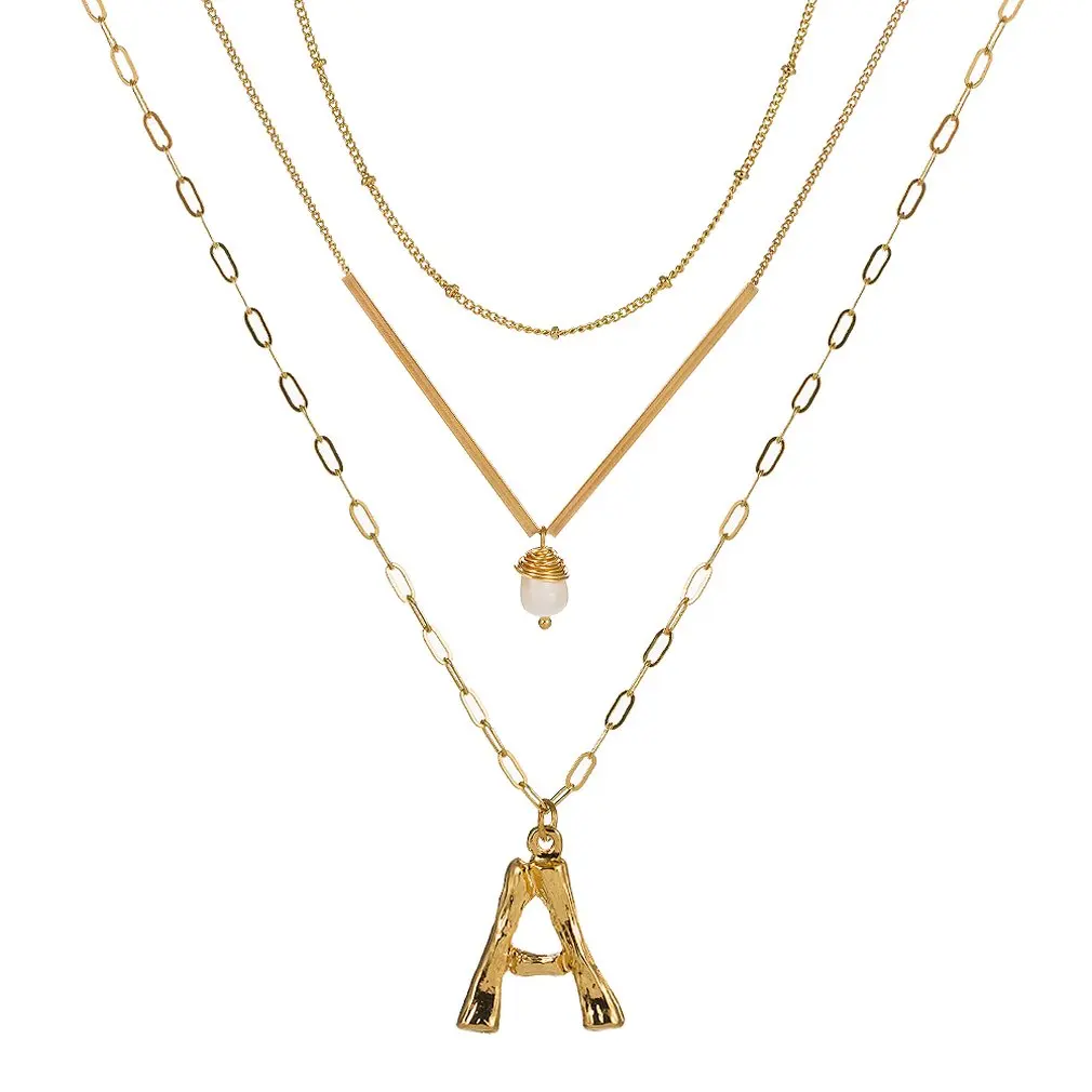 26 Английских Букв многослойное ожерелье Мода личность коралловые каменные