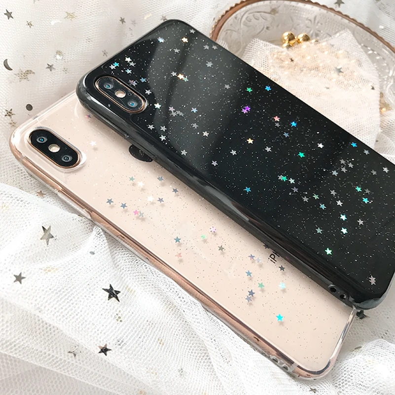 Чехол для iphone 7 8 plus XR XS Max X 10 силиконовый чехол с блестящей звездой 6 s 11 12 Pro чехол|for