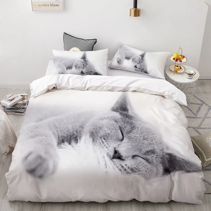 pet-05 3D роскошный комплект постельного белья на заказ/король/Европа/США, набор пододеяльников, одеяло/покрывало, набор постельного белья животное ленивый кот, Прямая поставка - Цвет: pet-05