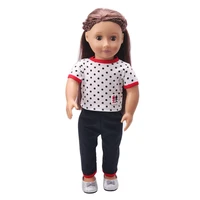 18 inch girls doll clothes casual wave point short sleeve suit american newborn dress baby toys fit 43 cm baby doll c176