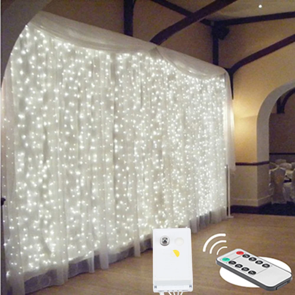

2x2/3x3/6x3m Led Curtain Fairy Lights Christmas Remote 220v Patio Party Wedding Window Decor String Lights Outdoor for New Year