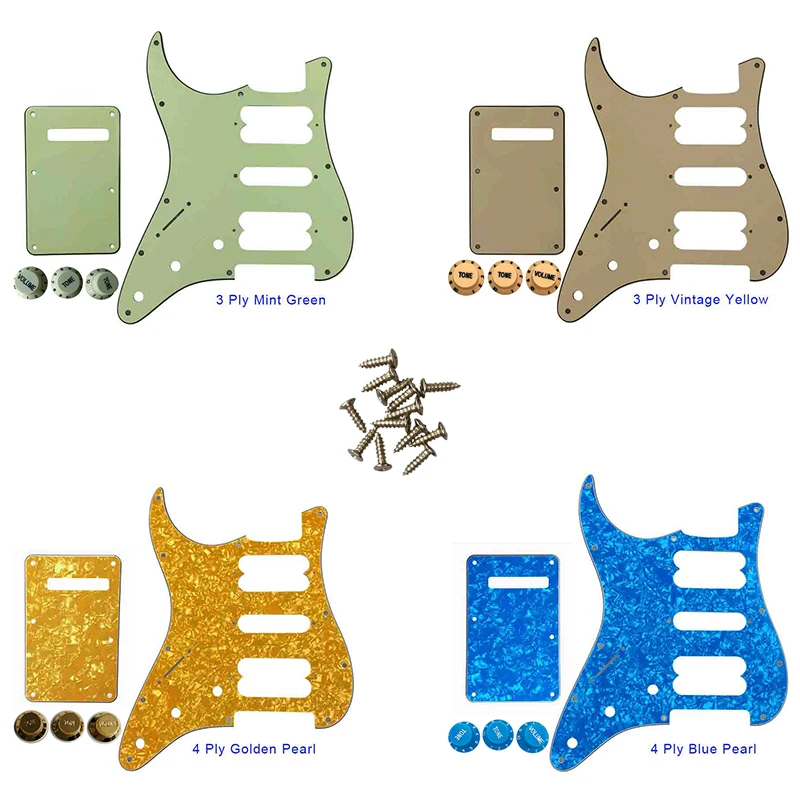 

Quality Guitar Pickguard -For US Left Handed 11 Screw Holes Start Player Humbucker HSH Scratch Plate & Back Plate & Control Knob