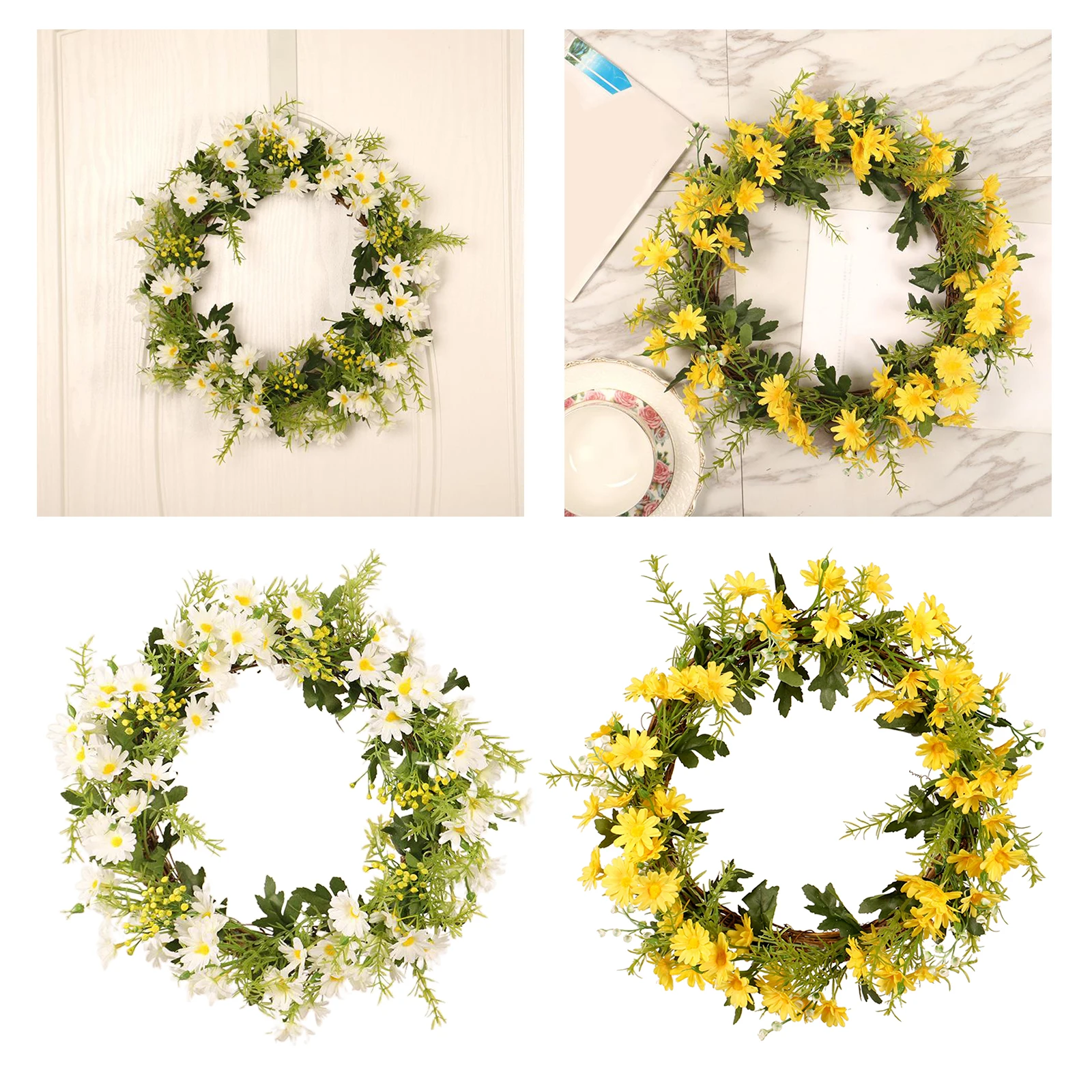 

Decor Wreath Daisy Wreath Artificial Garland Wreath Front Door or Home Decors