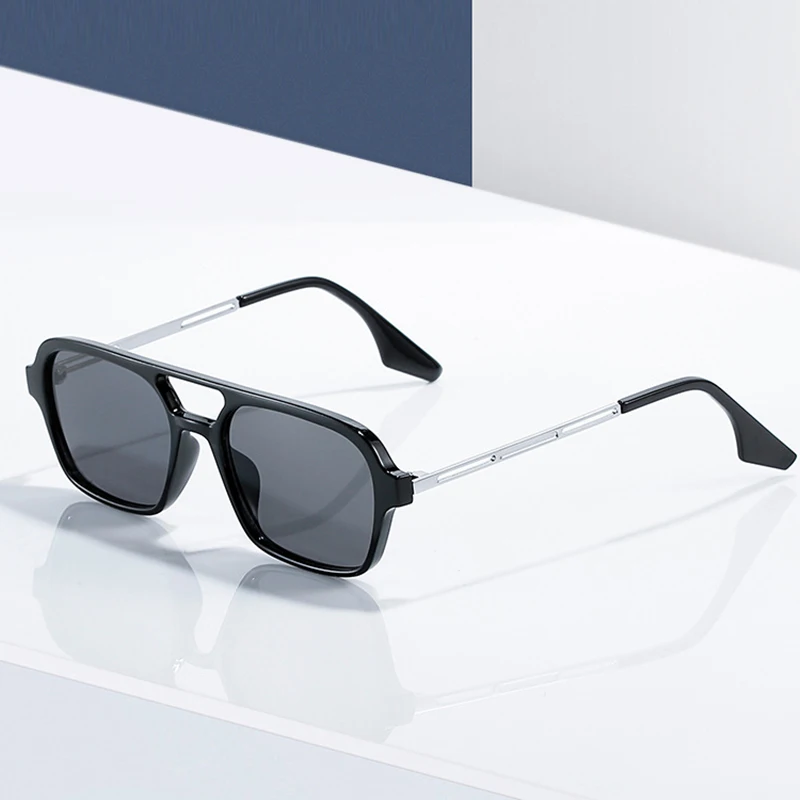 

Retro double bridge pink gradient glasses ladies sunglasses fashion popular hollow leopard blue sunglasses men