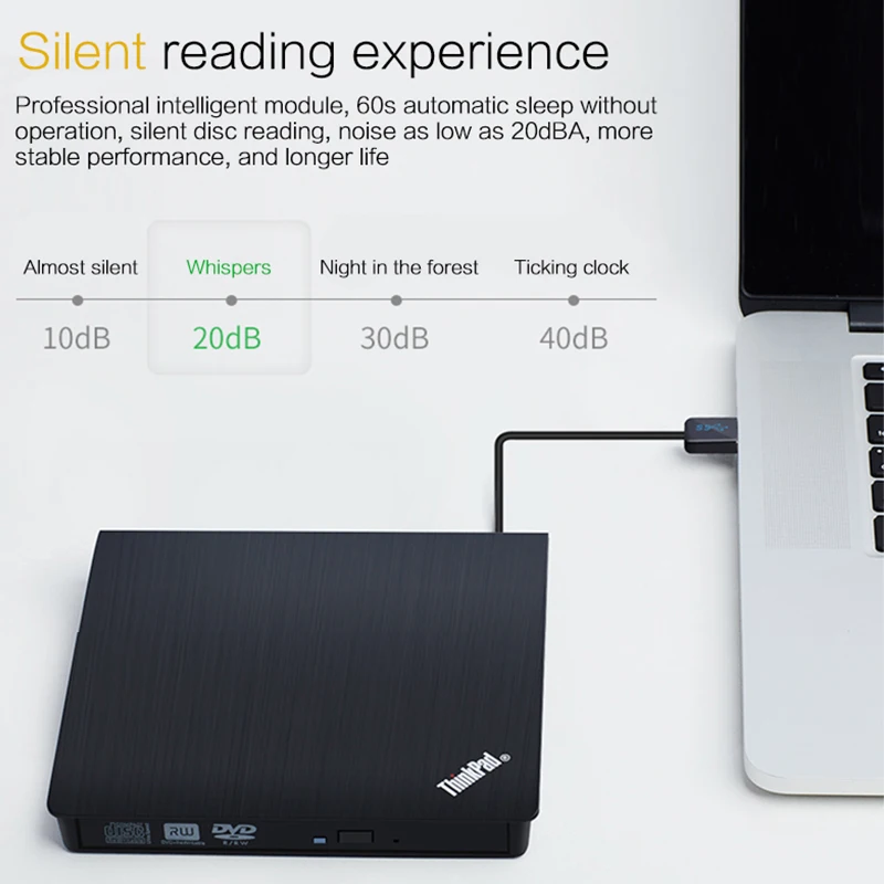 

Lenovo ThinkPad Universal USB 3.0 External Optical Drive High Speed Silent CD DVD RW Record Burner For Laptop Desktop Player