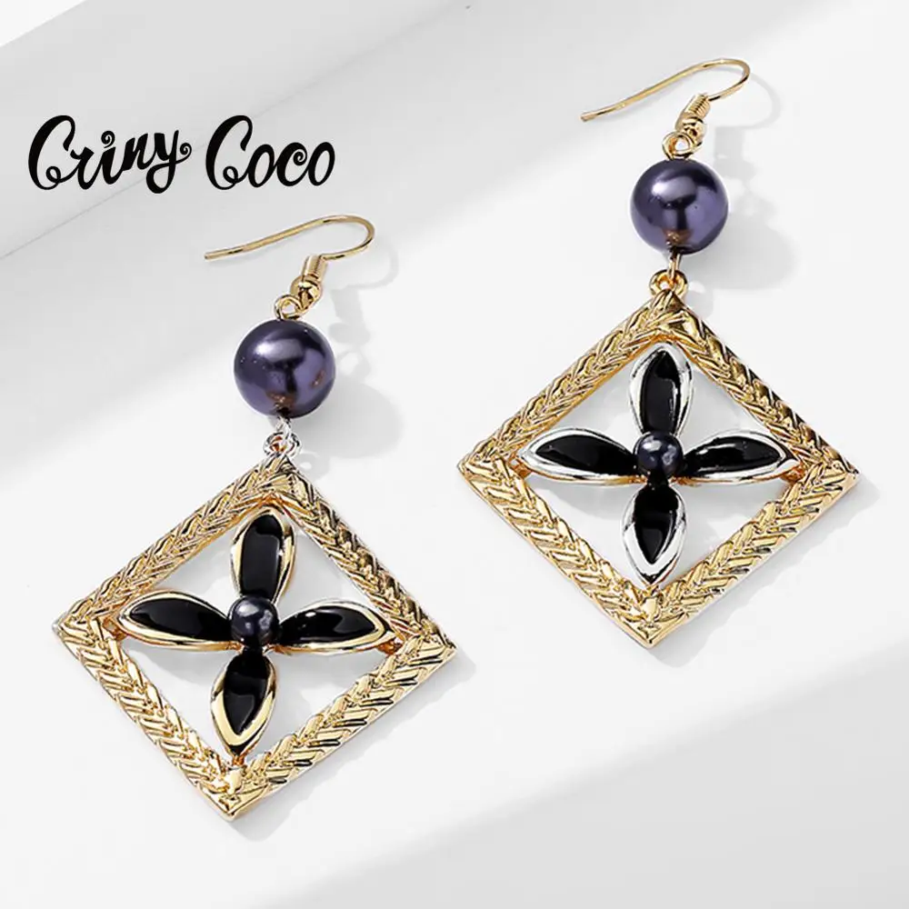 

SophiaXuan Hawaiian Jewelry Simulated Pearl Drop Earrings Special Style Female Golod Color Geometric Earrings for Women Jewelry