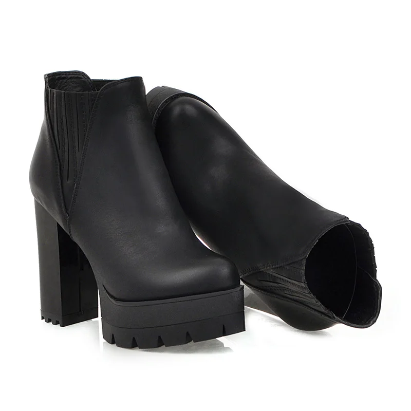 WETKISS/эластичные женские ботильоны на высоком толстом каблуке обувь