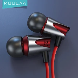 kuulaa earphones with microphone wired earbuds in ear deep bass 3 5mm jack for iphone 6 5 xiaomi samsung huawei fone de ouvido free global shipping