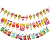 new fresh cool ice cream popsicle banner bunting for tropical summer party bar ice pop garland kid birthday party decoration