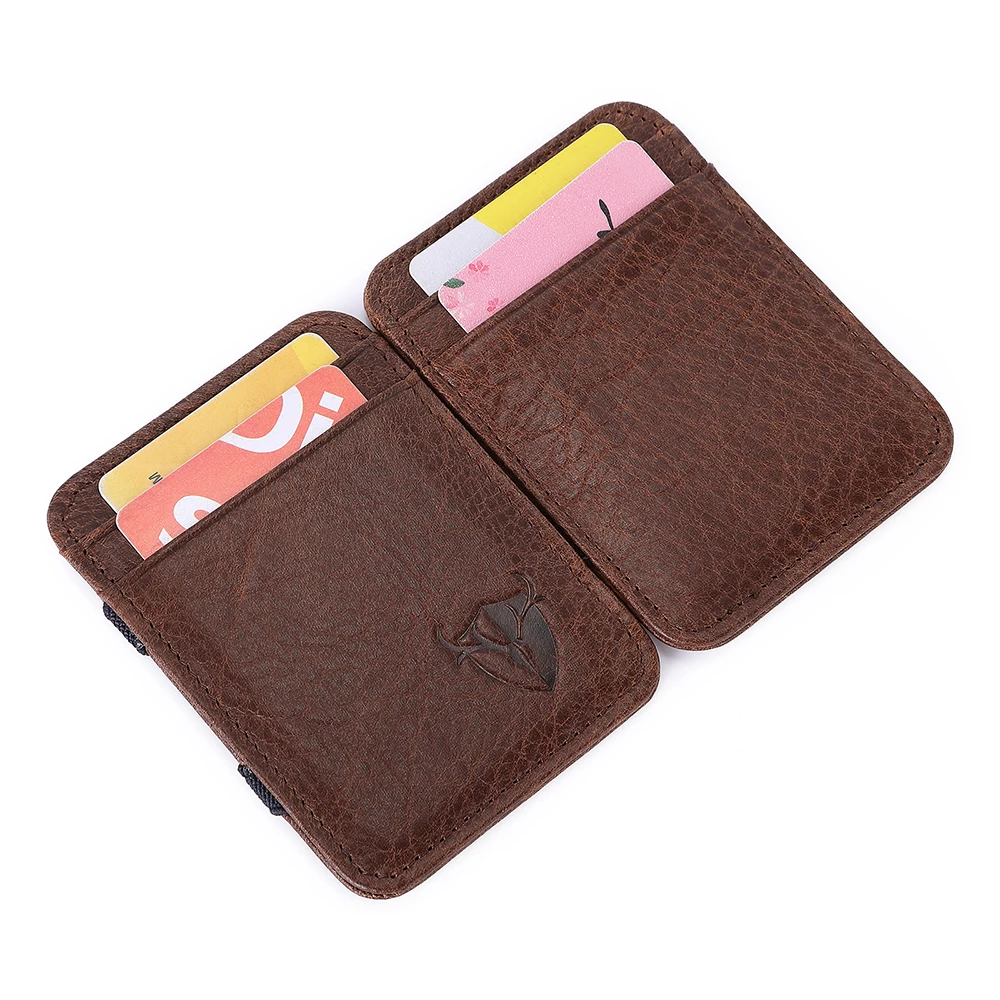 The New Brand Men's Genuine Leather Magic Wallet Money Clips Thin Clutch Bus Card Bag For Women Small Cash Holder Slim Man Purse | Багаж и