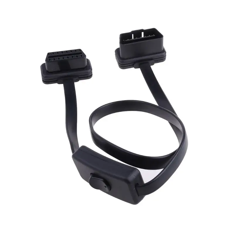 

New 16 Pin OBD2 OBDII Auto Car Extension Cable With Switch Type Adapter Connector