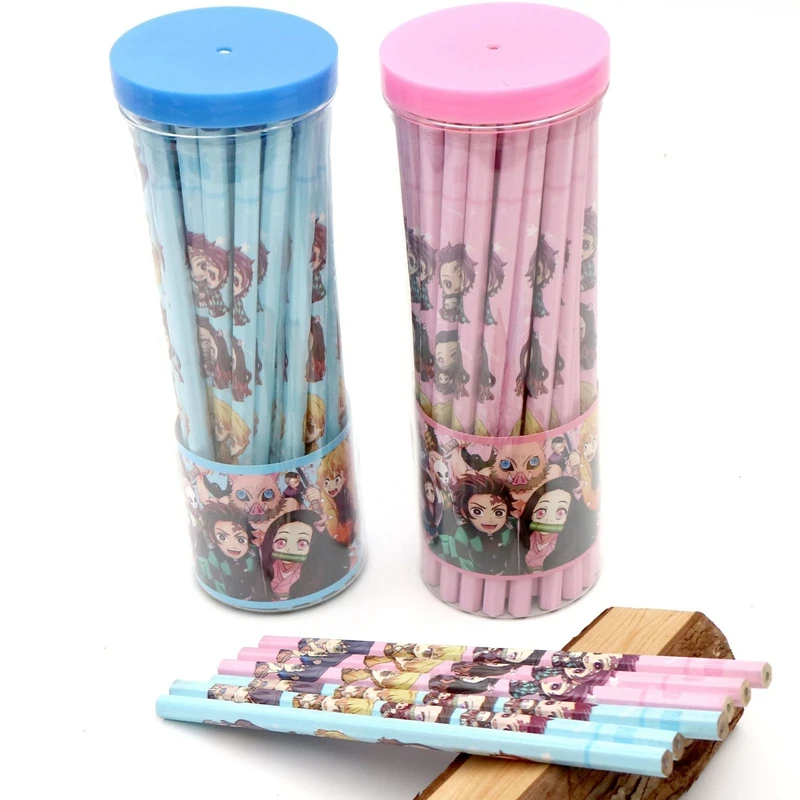 

1set Anime Demon Slayer Kimetsu No Yaiba Kamado Tanjirou Nezuko HB Standard Wooden Pencil Sketch Drawing Pencils Stationery Gift