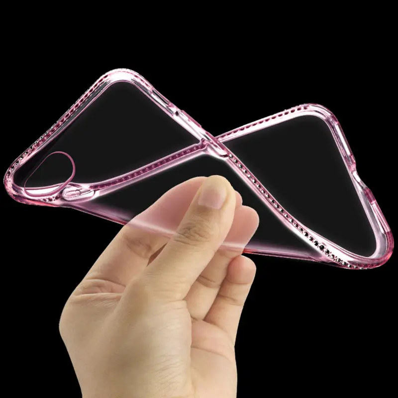 Блестящий чехол для iphone 6 6S Plus 7 8 plus 11promax прозрачный силиконовый со стразами XS Max XR X
