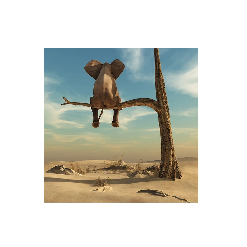 

Elephant Sits On Tree Branch Modern Art Canvas Posters And Prints Surrealism Art Paintings Funny Art Animals Pictures Cuadros