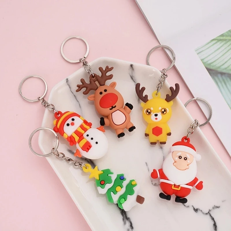 Милый мультяшный аниме брелок для ключей Сика олень Санта Клаус Рождественская