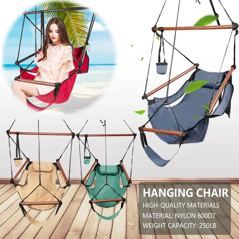 

New Thicken Hammock Chair Hanging Swing Chair Outdoor Portable Relaxation Canvas Swing Travel Camping Lazy Chair wIth/no Pillow