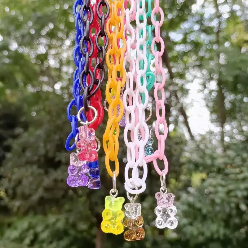 

New Sweet Bear Pendant Necklace For Women Girls Fashion Korean Lovely Acrylic Animal Jewelry For Party Hot Long Chain Necklace