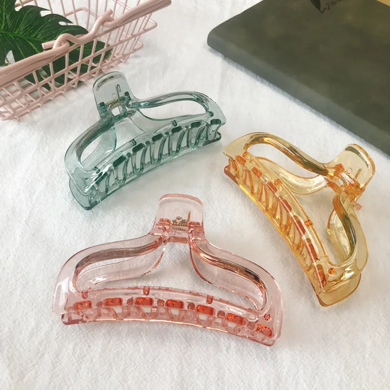 Transparent Hair Claw Resin Crab Geometric Hollow Claws Clamps Clip Large Size Women Accessories Hairpin |