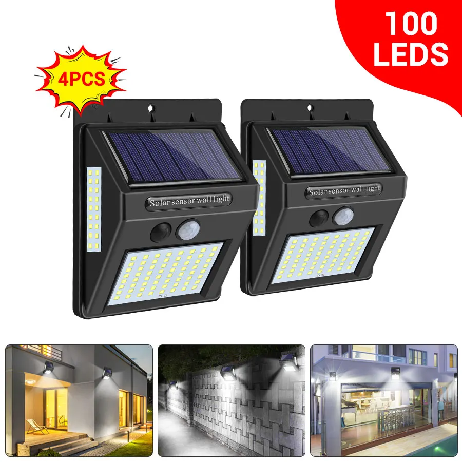 

100 LED Solar Light Outdoor Emergency Light PIR Motion Sensor Waterproof Solar Powered Sunlight for Garden Decoration New
