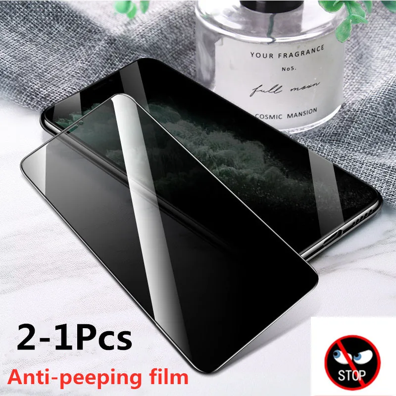 

1-2PCS Private Tempered Glass for IPhone 12 11 Pro Max XS MAX XR Privacy Anti-spy Screen Protectors Glass for IPhone 6 7 8 Plus