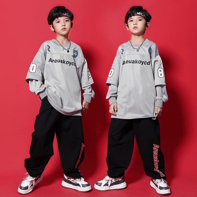 

Autumn Long Sleeves Sweater Loose Black Pants Kids Street Dance Costume Hip Hop Girls Clothes Boys Jazz Concert Outfit BL7520