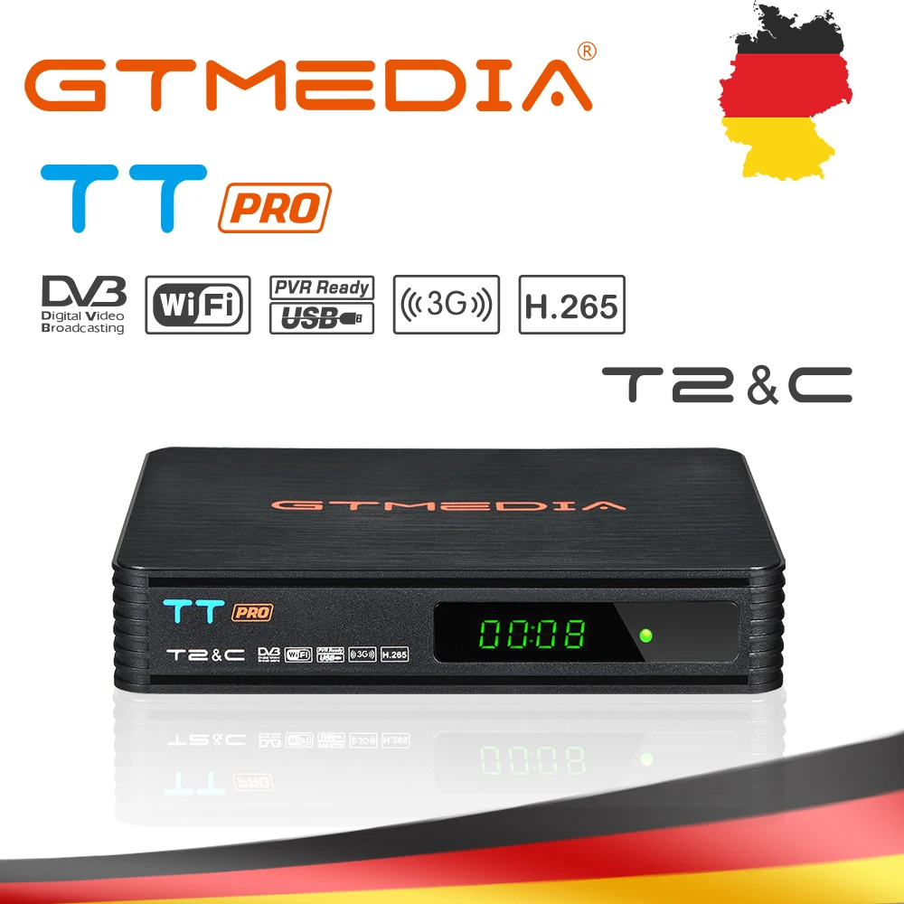 

GTMEDIA TT Pro Terrestrial Receiver DVB-C DVB-T2/T Tunner TV Support HD 1080P H.265 Built-in WIFI Europe Spain Italy TV decoder