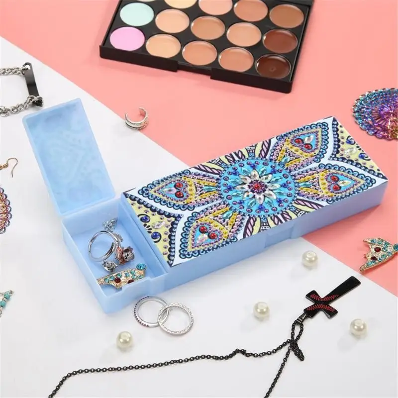 

5D DIY Special Shaped Diamond Painting Grids Stationery Pencil Box Rhinestones Diamond Embroidery Mandala Storage Case