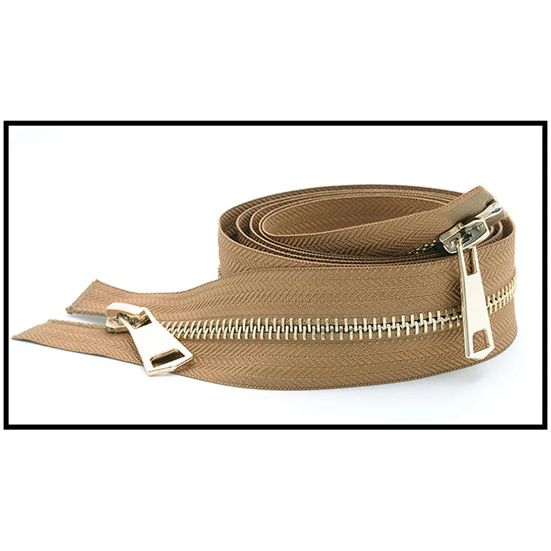 gold-camel Meetee 120 см 5# Металлические молнии двойной слайдер открытый конец молнии DIY Швейные Инструменты пуховик пальто одежда портной ремонт аксессуары - Цвет: gold-camel